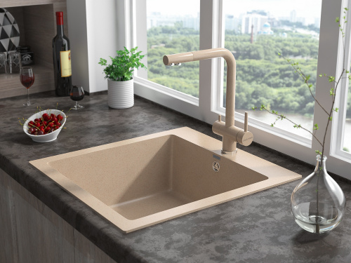 Смеситель для кухни Paulmark SKALEN Sk213020-302 на раковину песочный - фото 2